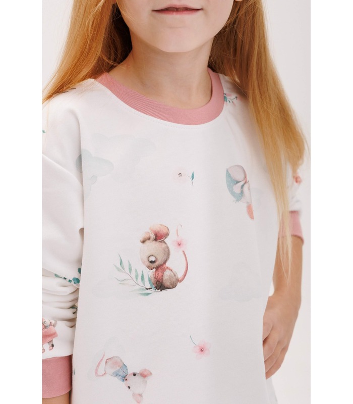 Дитяча байкова піжама ПЖ55 (221) - тепла дитяча піжама з мишками від МамаТато