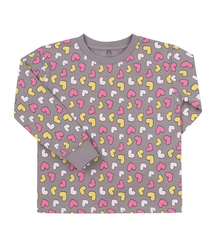 Детская байковая пижама ПЖ55 (XX1) - зимняя байковая детская пижама с сердечками от МамаТато