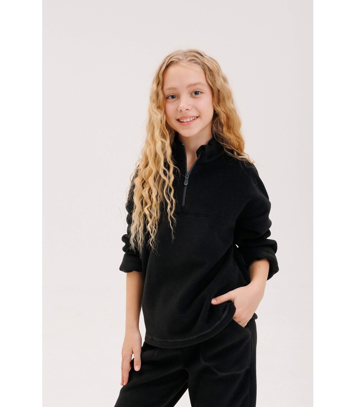 Дитячий джемпер ДЖ341 (Y00) - дитяча чорна фліска від МамаТато