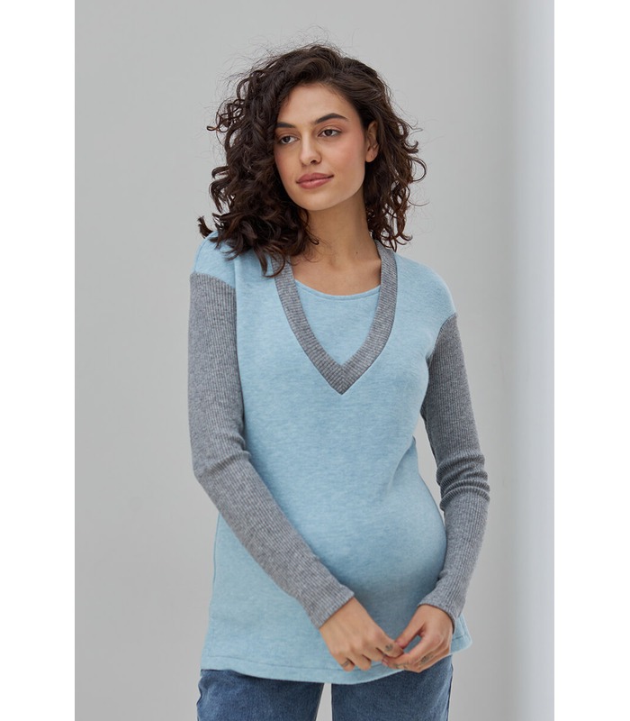 Джемпер Сиена BB - голубой с серым джемпер беременным и кормящим