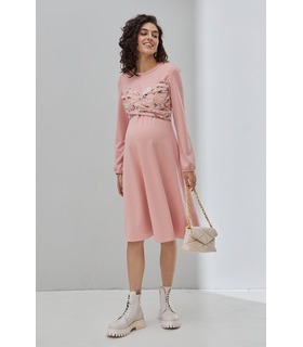 Сукня Магнолія PP ➤ рожеве осіннє плаття для вагітних та годуючих
