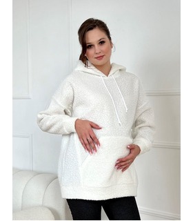 Худі для вагітних мод.2318 1004 ➤ молочна тепла кофта з капюшоном вагітним та годуючим від МамаТато