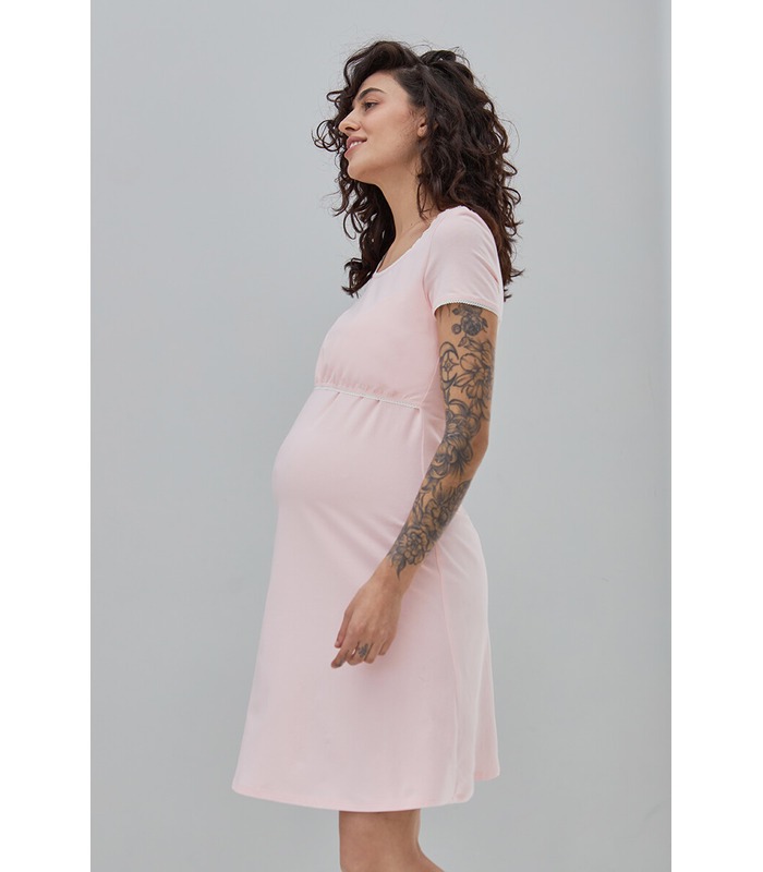 Нічна сорочка Маргарет RO - світло-рожева ночнушка для вагітних та годуючих від МамаТато