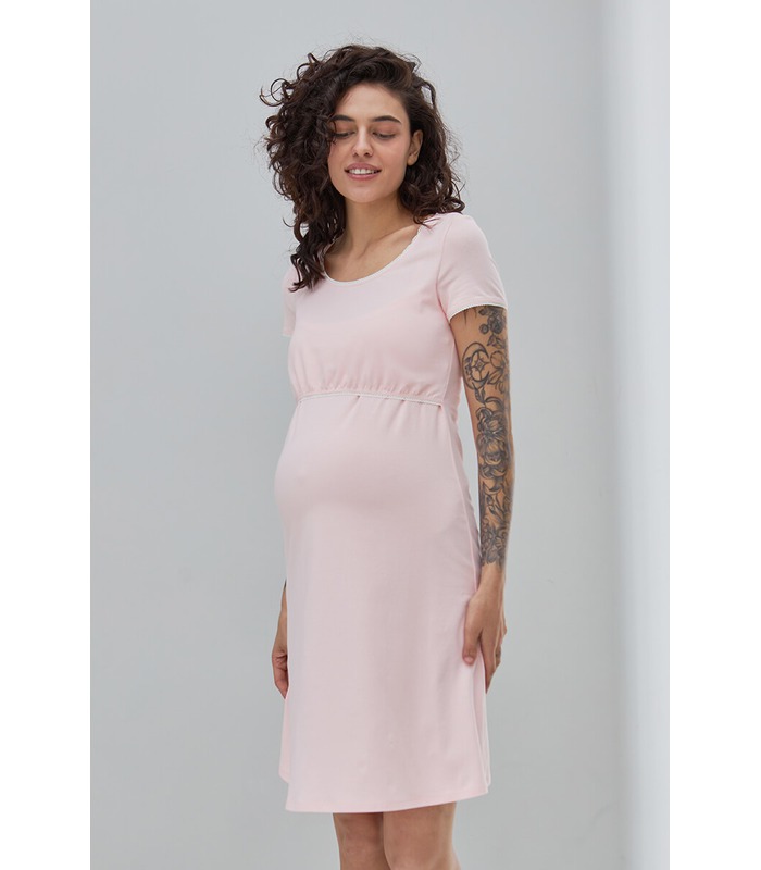 Нічна сорочка Маргарет RO - світло-рожева ночнушка для вагітних та годуючих від МамаТато