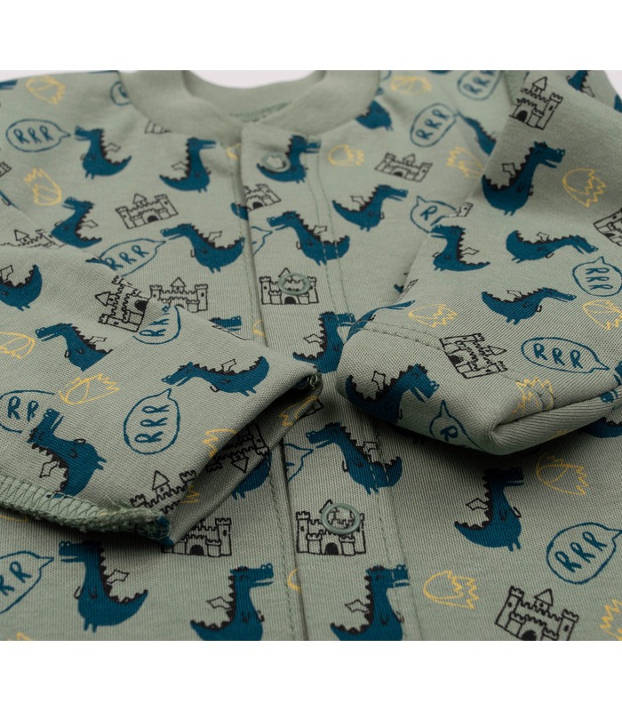 Детский комбинезон КБ4 (60F) - зеленый детский комбинезон с драконами от МамаТато