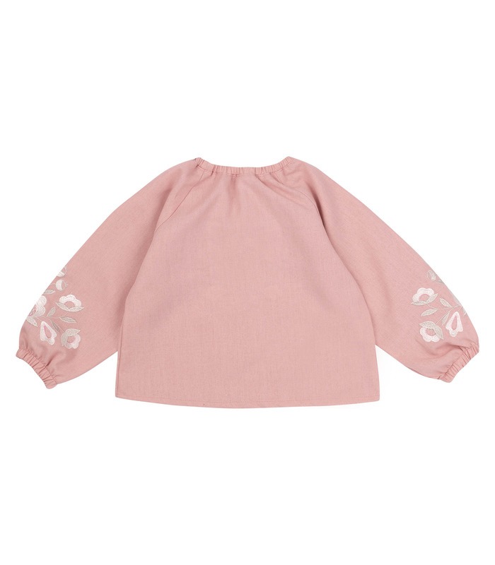 Вишиванка дитяча РБ172 (306) - лляна рожева вишиванка для дівчинки від МамаТато