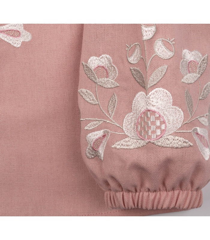 Вышиванка детская РБ172 (306) - детская розовая вышиванка из льна девочке от МамаТато