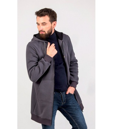 теплый мужской кардиган с капюшоном