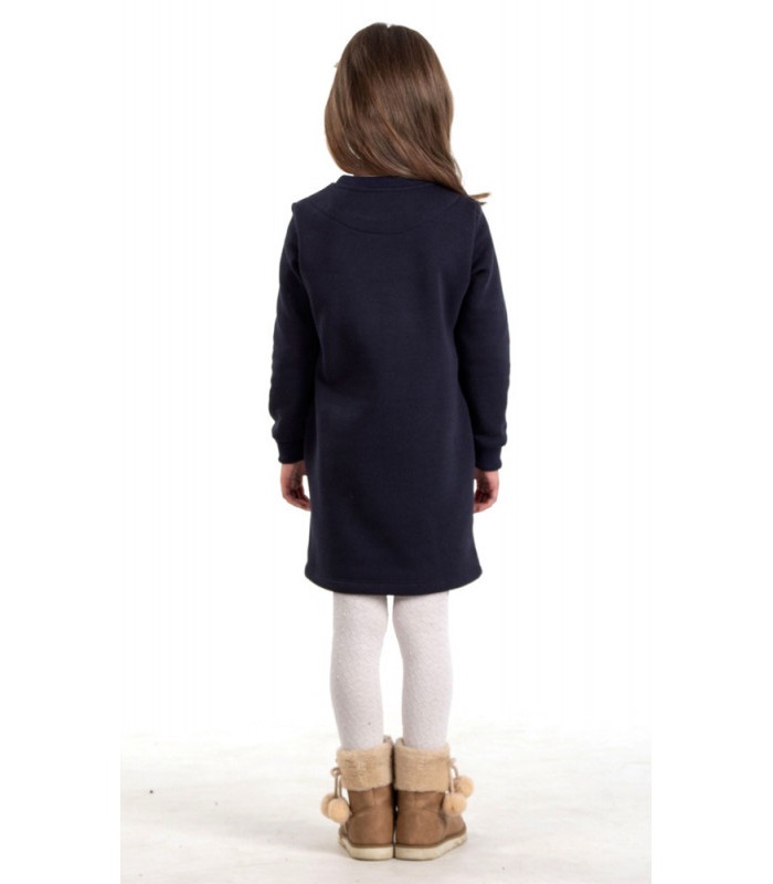 Детское платье с вышивкой мод.250 - синее детское платье с вышитыми оленями от МамаТато