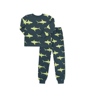 Детская пижама ПЖ53 (661) ➤ зеленая детская пижама с акулами от МамаТато