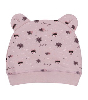 Шапка детская ШП76 (30F) - детская розовая шапочка с сердечками от МамаТато