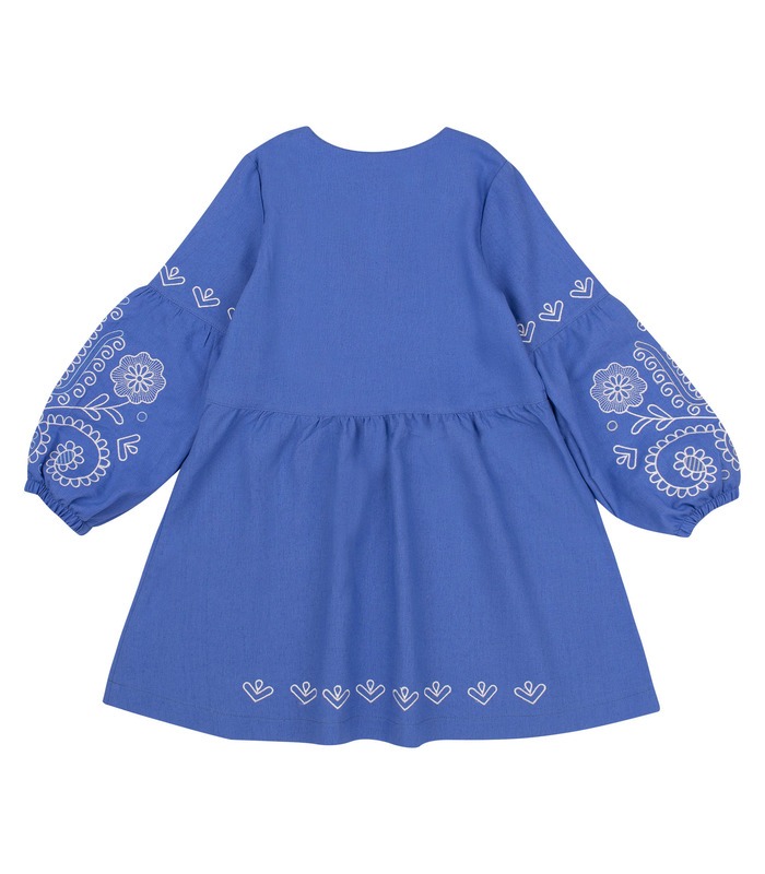 купить синее платье-вышиванку девочке