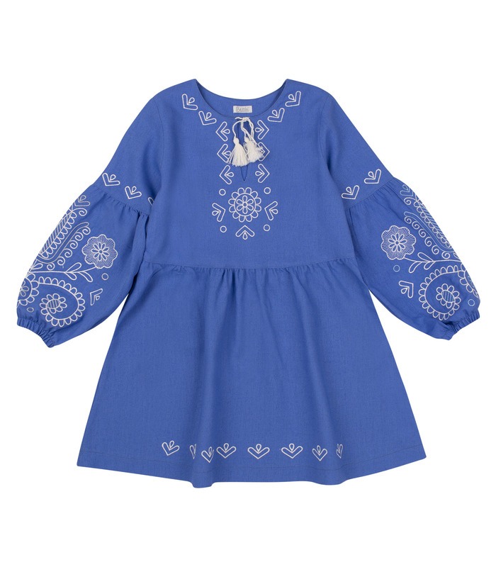 купити синю вишиту сукню дівчинці