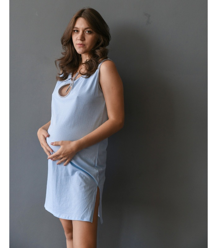 Ночная рубашка Симпл мод.24126 BB - голубая ночнушка для родов от МамаТато
