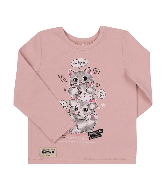 рожевий дитячий лонгслів з котиками