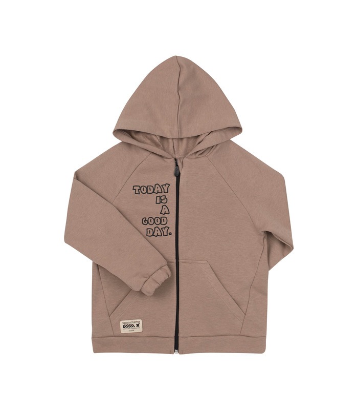 бежевая детская кофта с капюшоном