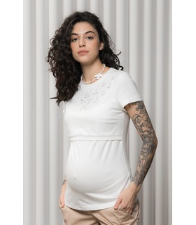біла футболка з принтом для вагітних