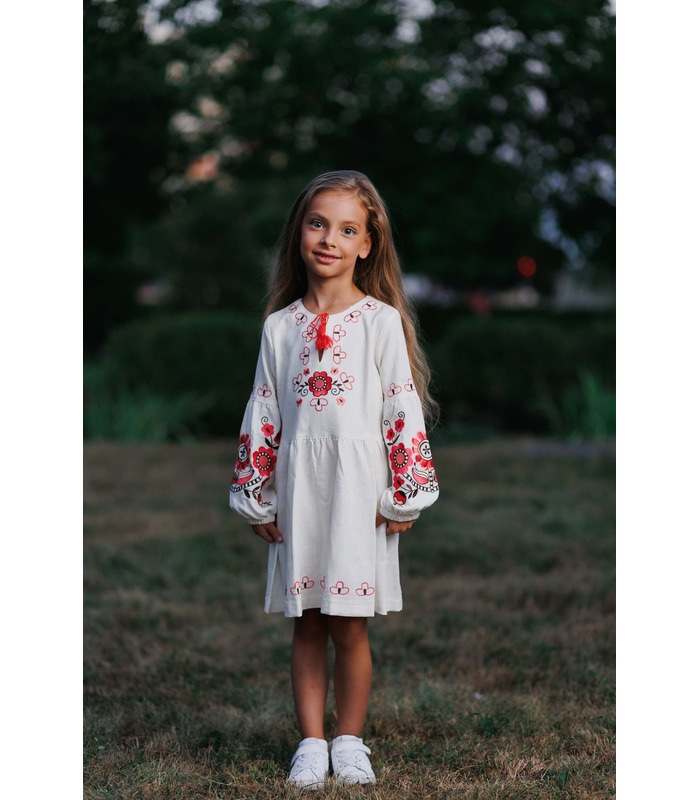 Дитяча вишита сукня ПЛ379 (206) - дитяча вишита сукня з льону від МамаТато