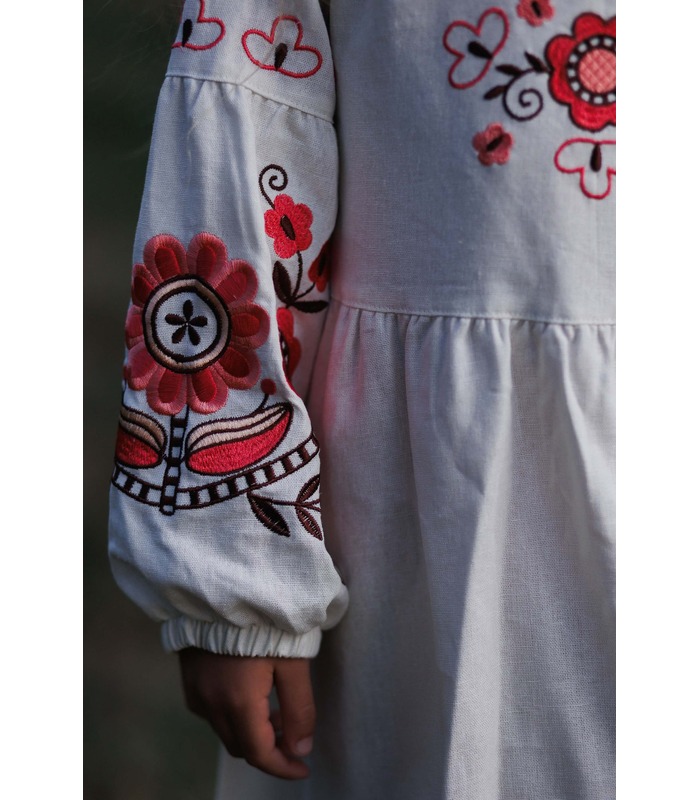 Дитяча вишита сукня ПЛ379 (206) - дитяча вишита сукня з льону від МамаТато