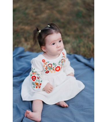 Детское вышитое платье ПЛ378 (206) - детское вышитое платье из льна от МамаТато