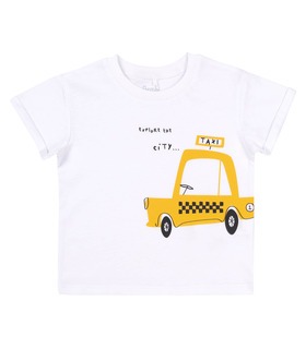 біла дитяча футболка з машинкою