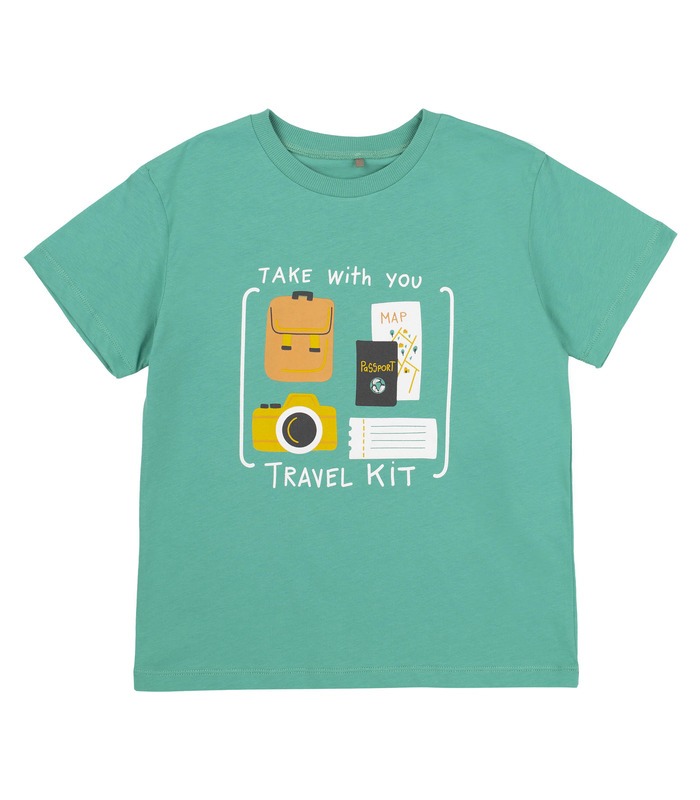 детская зеленая футболка с принтом