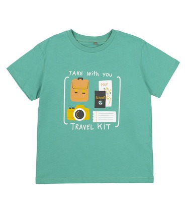 детская зеленая футболка с принтом