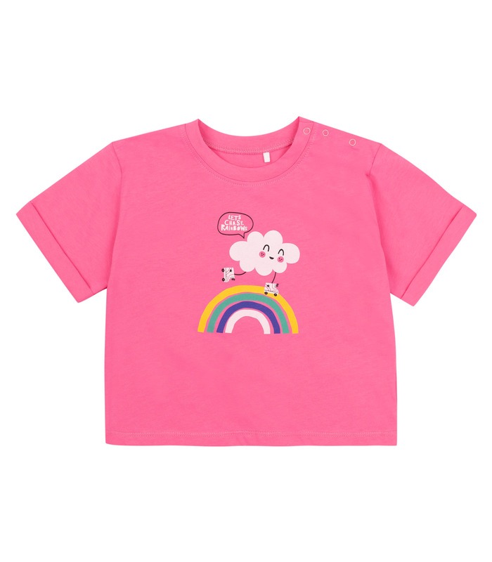 детская розовая футболка с принтом