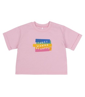 розовая детская футболка с принтом
