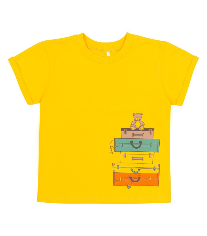 желтая детская футболка с принтом