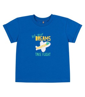 синяя детская футболка с принтом