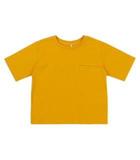 жовта дитяча футболка з кишенею