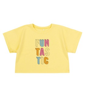 детская желтая футболка с надписью