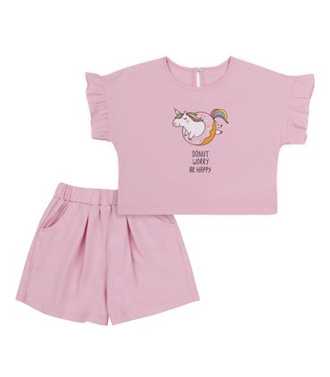 рожевий дитячий костюм з принтом