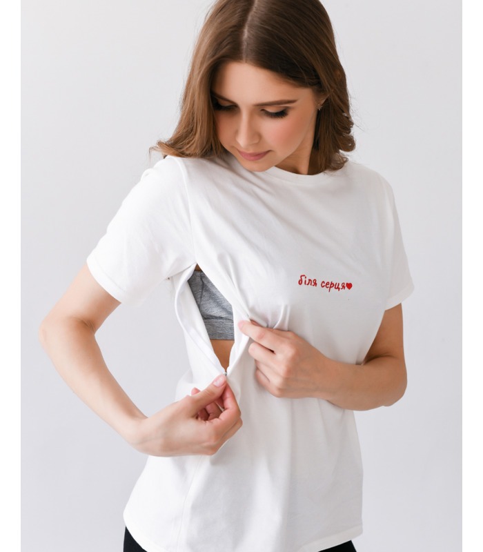 футболка з вишивкою для годуючих