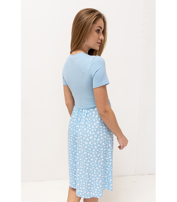 Платье Гвинет BB - голубое летнее платье беременным и кормящим на МамаТато