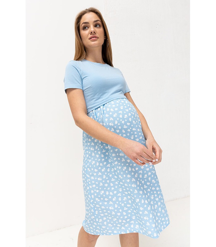 Платье Гвинет BB - голубое летнее платье беременным и кормящим на МамаТато