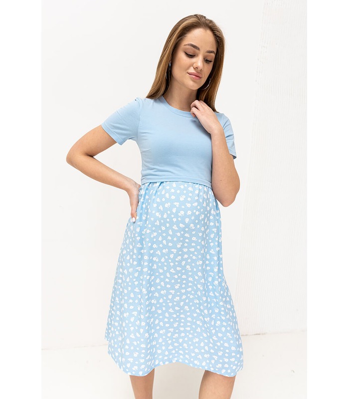 Платье Гвинет BB - голубое летнее платье беременным и кормящим на МамаТато