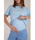 голубые штаны с высоким поясом для беременной