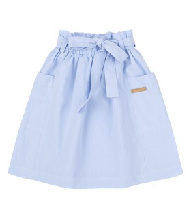 Детская юбка ЮБ118 (400) - модная голубая летняя юбка из коттона жатки