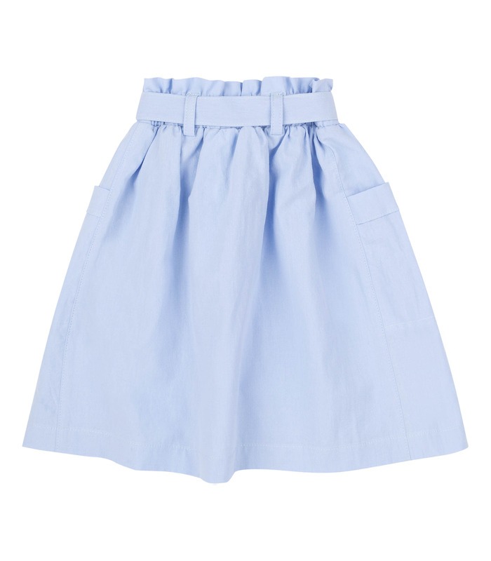 Детская юбка ЮБ118 (400) - модная голубая летняя юбка из коттона жатки