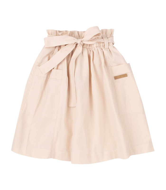 Детская юбка ЮБ118 (G00) - детская бежевая летняя юбка с карманами от МамаТато
