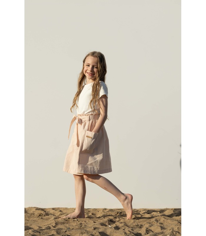 Детская юбка ЮБ118 (G00) - детская бежевая летняя юбка с карманами от МамаТато