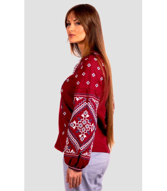 купить бордовую женкую вышиванку