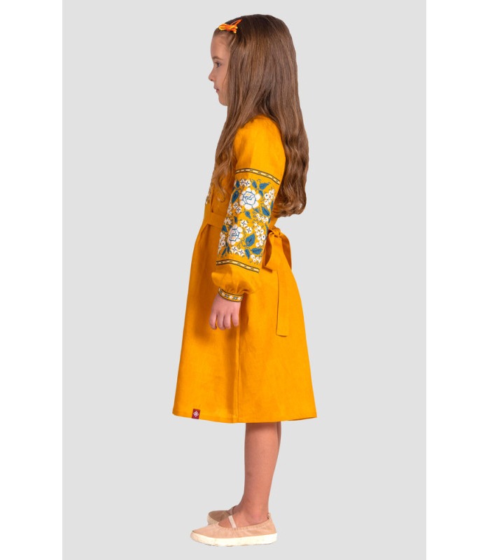 Детское вышитое платье мод.6013 - желтое вышитое платье для девочки от МамаТато