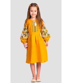 Детское вышитое платье мод.6013 - желтое вышитое платье для девочки от МамаТато