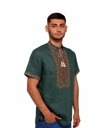 мужская вышиванка с коротким рукавом купить