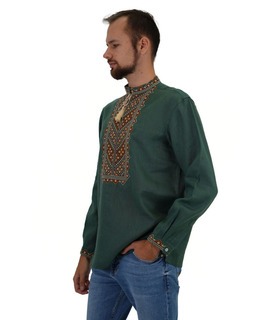 Мужская вышиванка Бажан Д (лен зеленый)