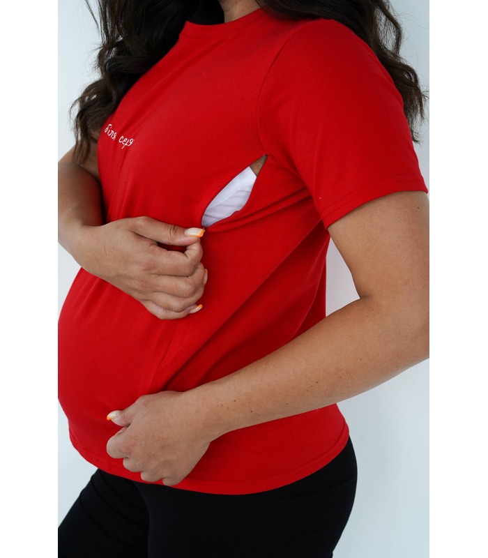 купити червону футболку для годування