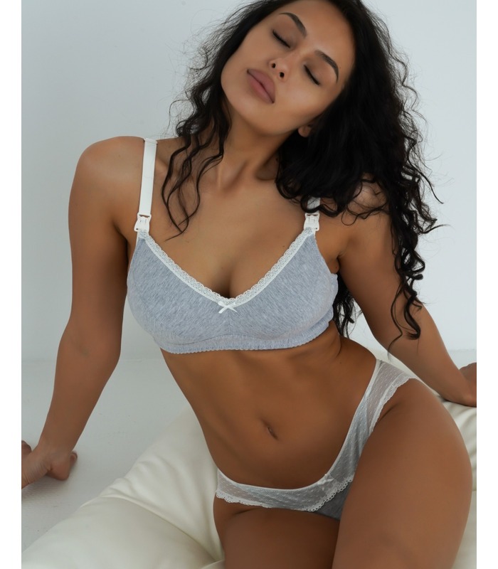 Бюстгальтер для кормления Меланж м.814 - серый бюстгальтер кормящим